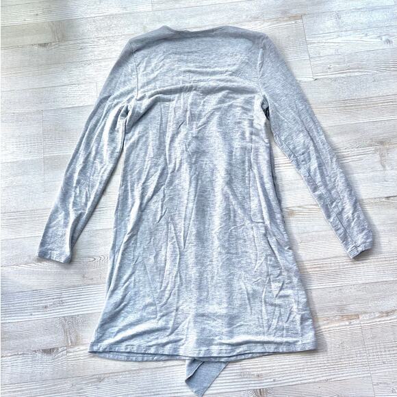Kensie V-Neck Terry Knit Tunic Top With Waterfall Detail | Heather Grey Small‎ - Picture 6 of 8